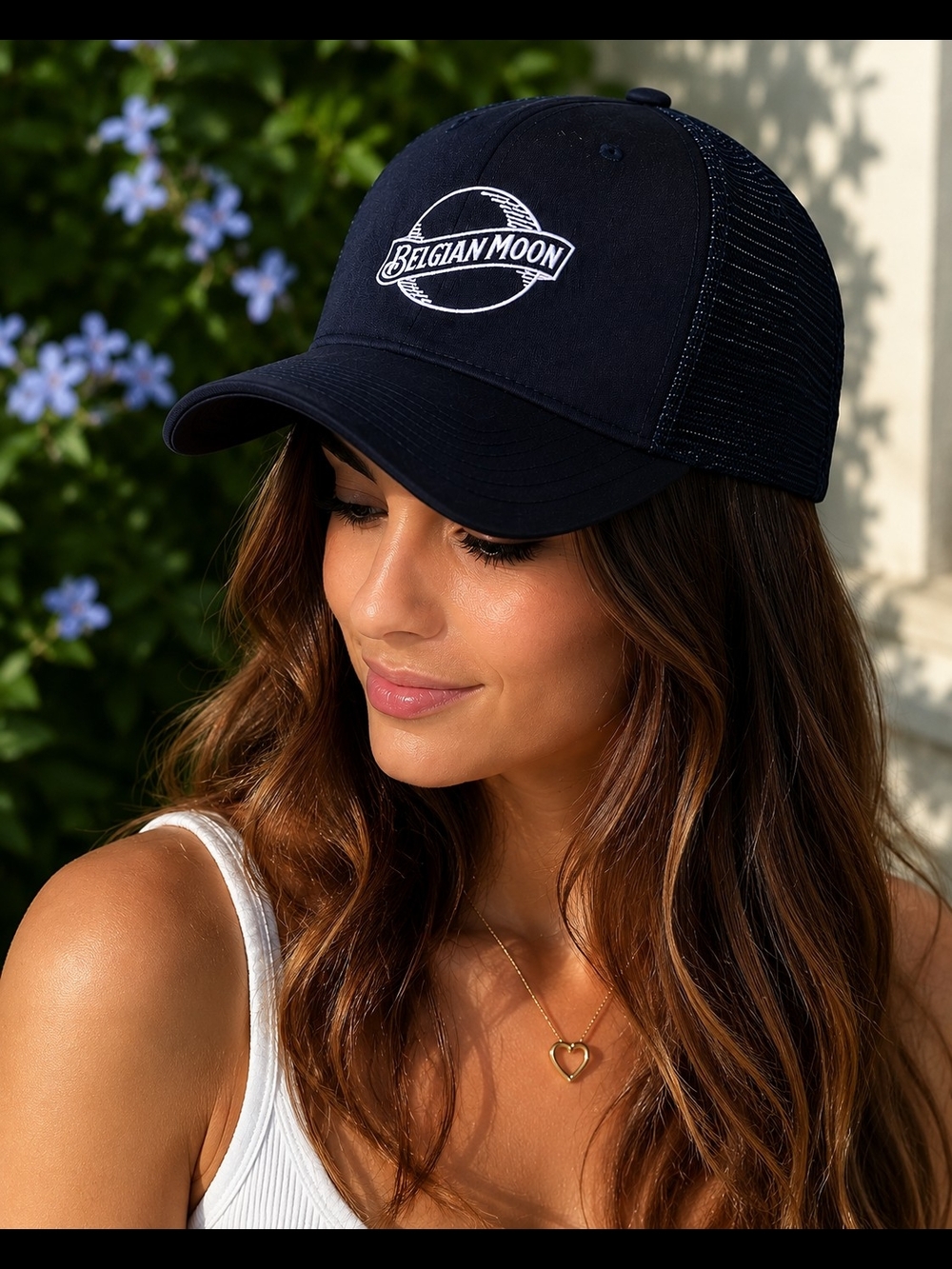 Belgian Moon Women's Navy  Logo Trucker Snspback  Hat Cap